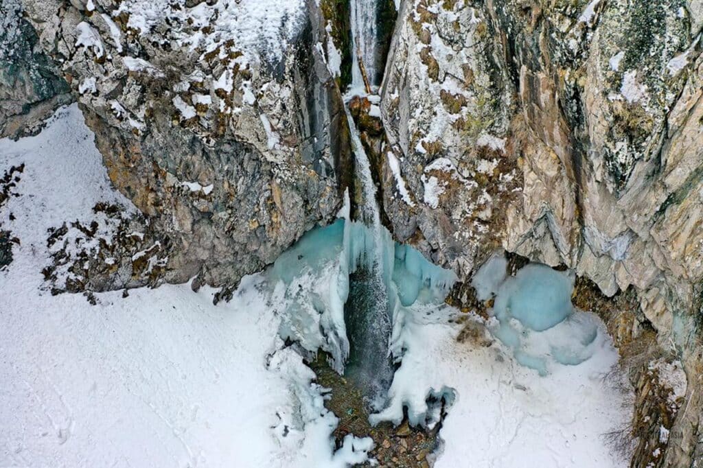 Alamedin waterfall during winter