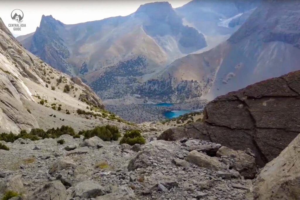 Alaudin lakes view from pass between Alaudin and Kulikalon valleys