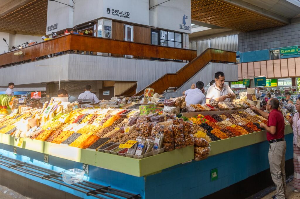 Kazakh dried fruits and nuts in Almaty green bazar