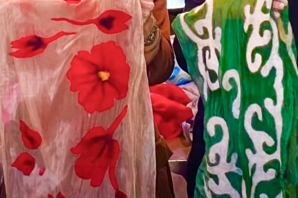 Kyrgyz felt infused with silk scarves