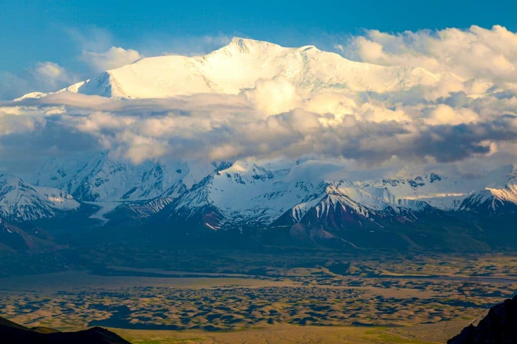 View of Lenin peak in Alay valley, Kyrgyzstan