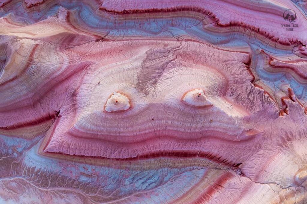 Red geological formations in Mangystau, western Kazakhstan