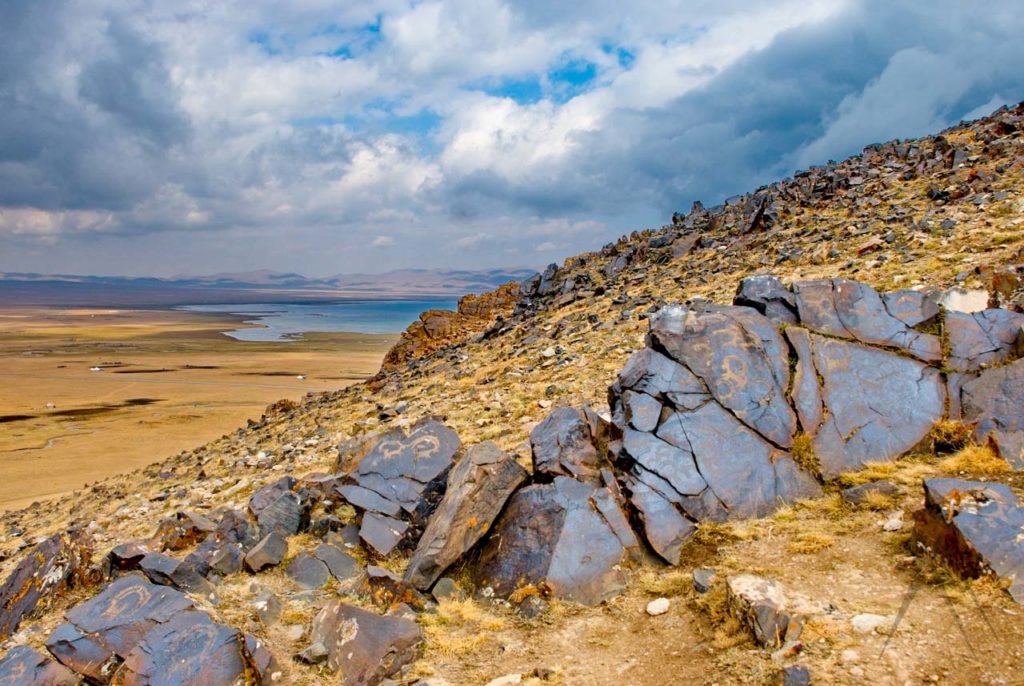 Petroglyphs near Son Kul Lake in Kyrgyzstan