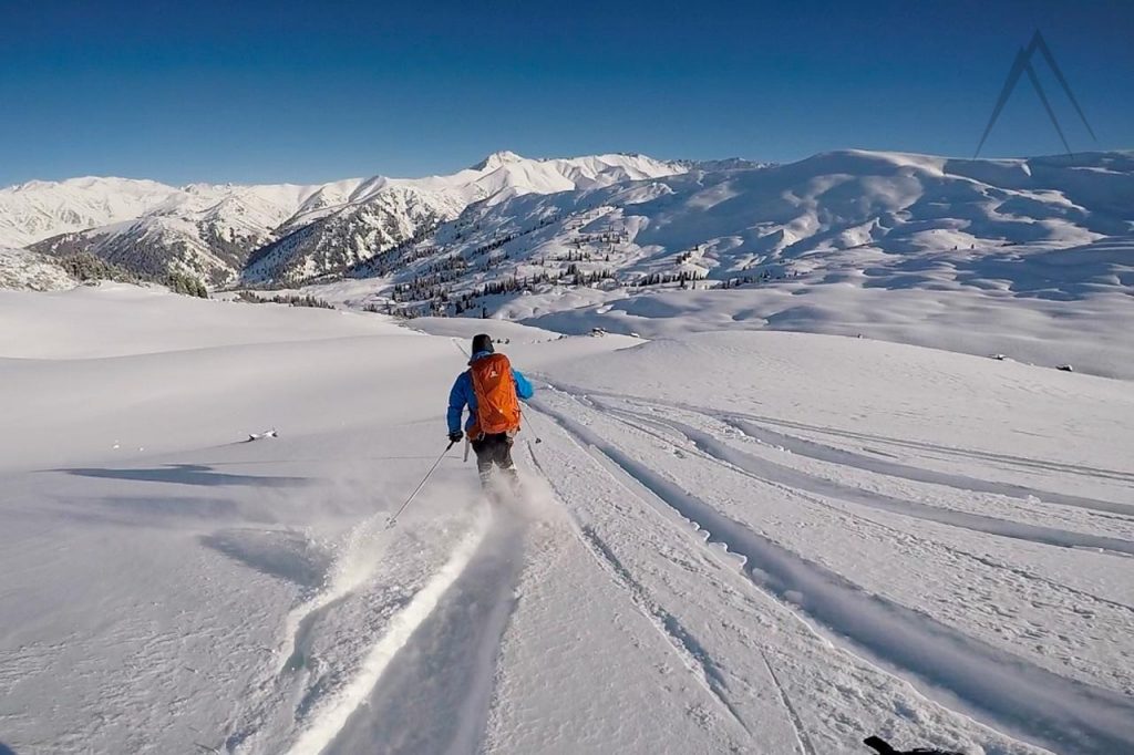 Backcountry powder skiing in Kyrgyzstan
