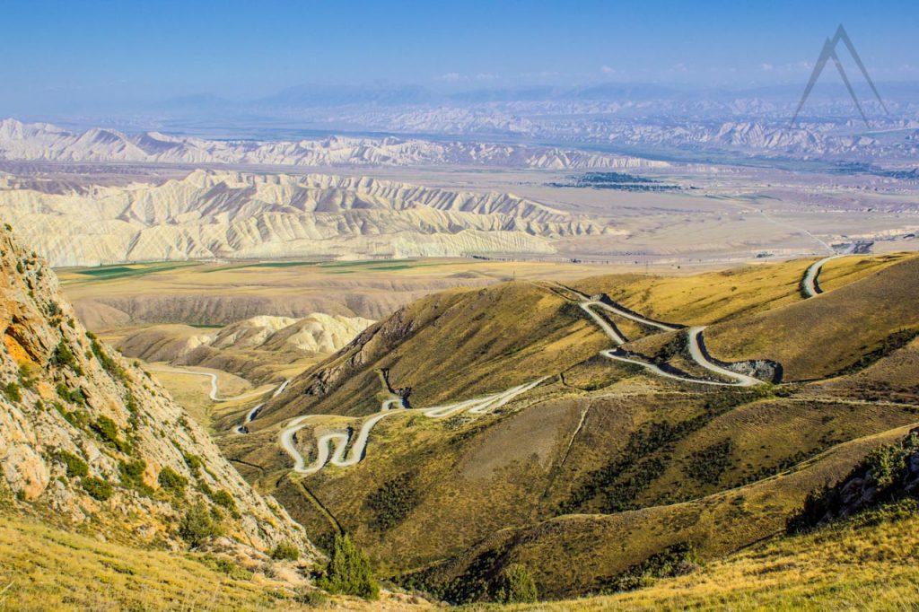 Serpentine road to Kazarman Kyrgyzstan