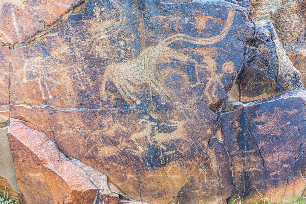 Petroglyphs in Tamgaly Tash in Kazakhstan
